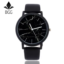 British style Marble Watches 2016 Hot Fashion Marbling Stripe Creative Quartz Watch Men Women Wristwatches Genuine Leather Clock