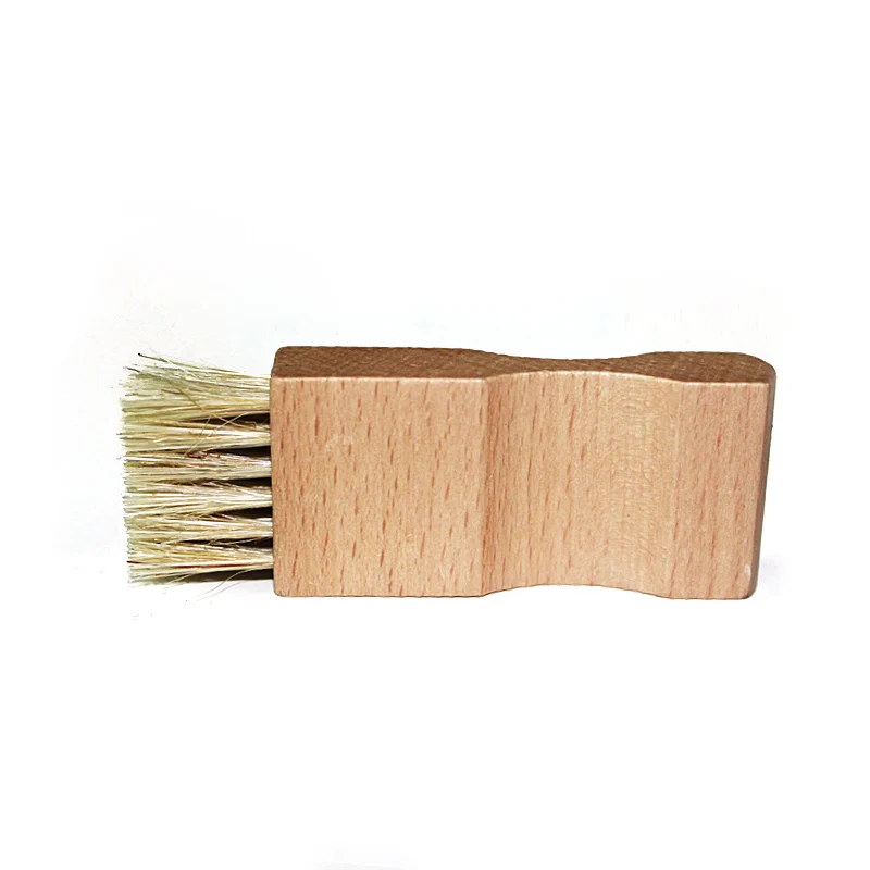 1pcs Beech Handle Shoes Shine Brush Polish Pig Bristle Hair Buffing Brush Mini Shoes Oil