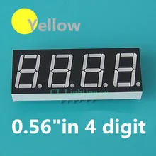 0,56 дюймов 4bit общий анод цифровая трубка Желтый светодиодный дисплей 7 сегментов 0,5 дюймов 0,5 0,56 дюймов 0,56 ''0.56in. 4 Four/бит