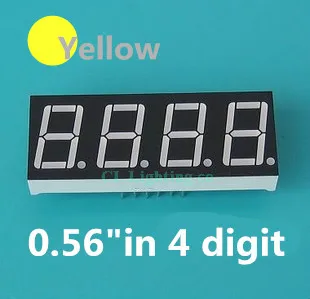 

0.56inch 4bit Common anode Digital Tube Yellow LED Digit Display 7 Segment 0.5inch 0.5 0.56 inch 0.56'' 0.56in. 4 Four bit