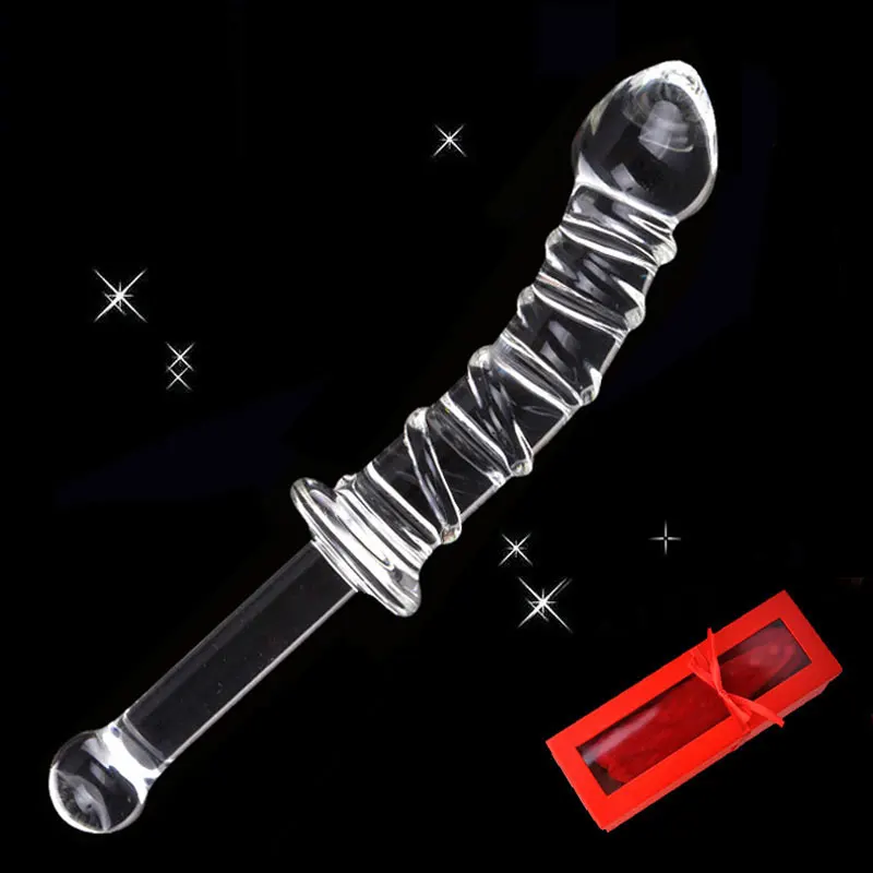 Beste NIEUWE Adult Sex Toys Sheer Pyrex Glazen Dildo Crystal Nep Penis Met Handvat Gemakkelijk Insert Anale Butt Plug Vrouw Man masturbatie
