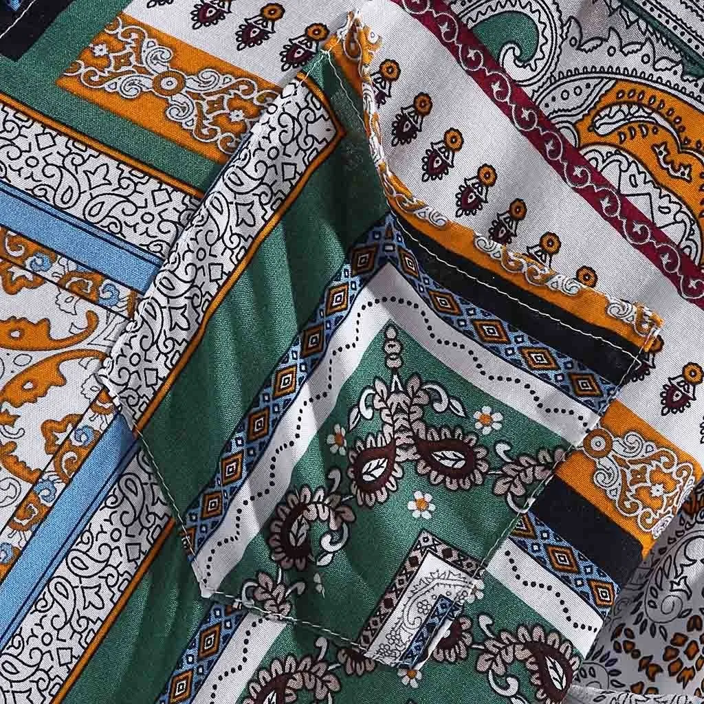 Womail 2019 Новое поступление модные летние рубашки мужские винтажные этнические печатные отложной воротник с коротким рукавом Свободные
