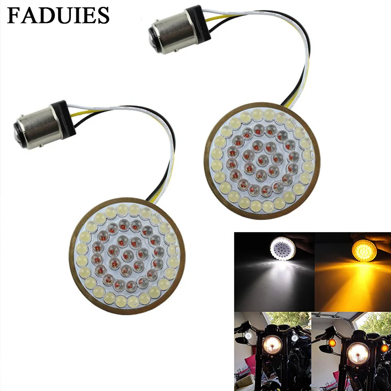

FADUIES for Harley Sportster 2014-17 Front 1157 Turn Signals 2" Bullet Style LED Turn Signal W/ Running yellow Kit