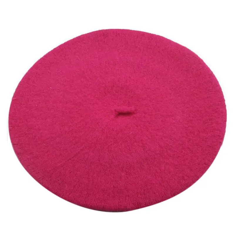 Hot Pink Новинка, женская зимняя шапка, берет, женская шапка из смеси шерсти и хлопка, 16 цветов, новые женские шляпы, шапка s, черная, белая, серая, розовая, Boinas De Mujer - Цвет: Hot Pink
