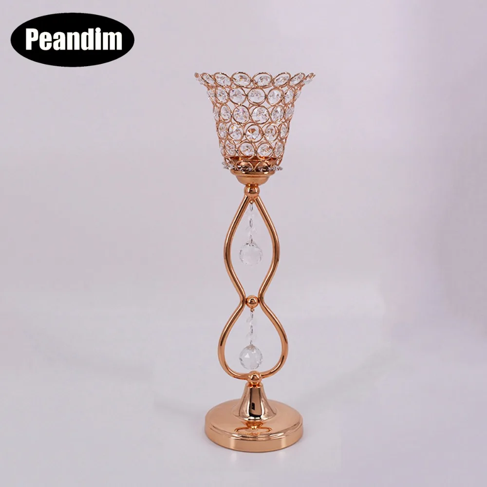 

PEANDIM Crystal Wedding Table Centerpiece Christmas Home Decoration Candle Holder Birthday Party Road Lead Flower Vase 2PCS=1Lot