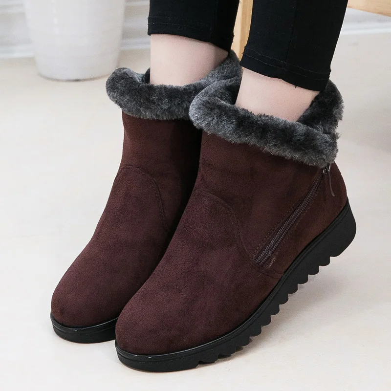 

Plus Size Warm Women Ankle Boots Flat Platform Zipper Fur Soft Plush Snow Winter Boots Shoes Ladies 2018 Comfortable Footwear