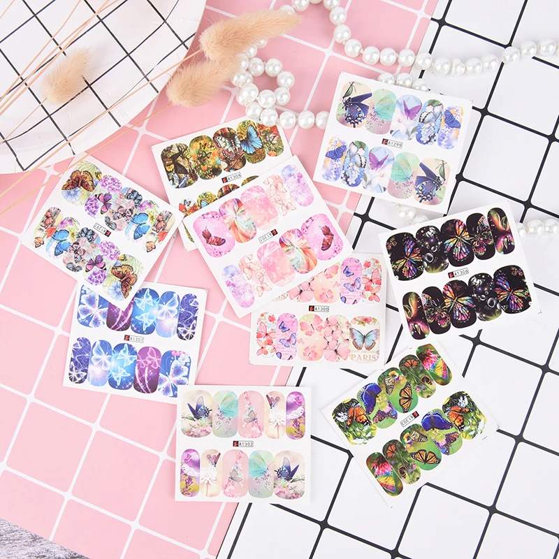 

Water Transfer Nail Stickers Decal DIY Color Tattoo Tip Diy Butterfly Art Fingernail Decoration 12pcs/pack
