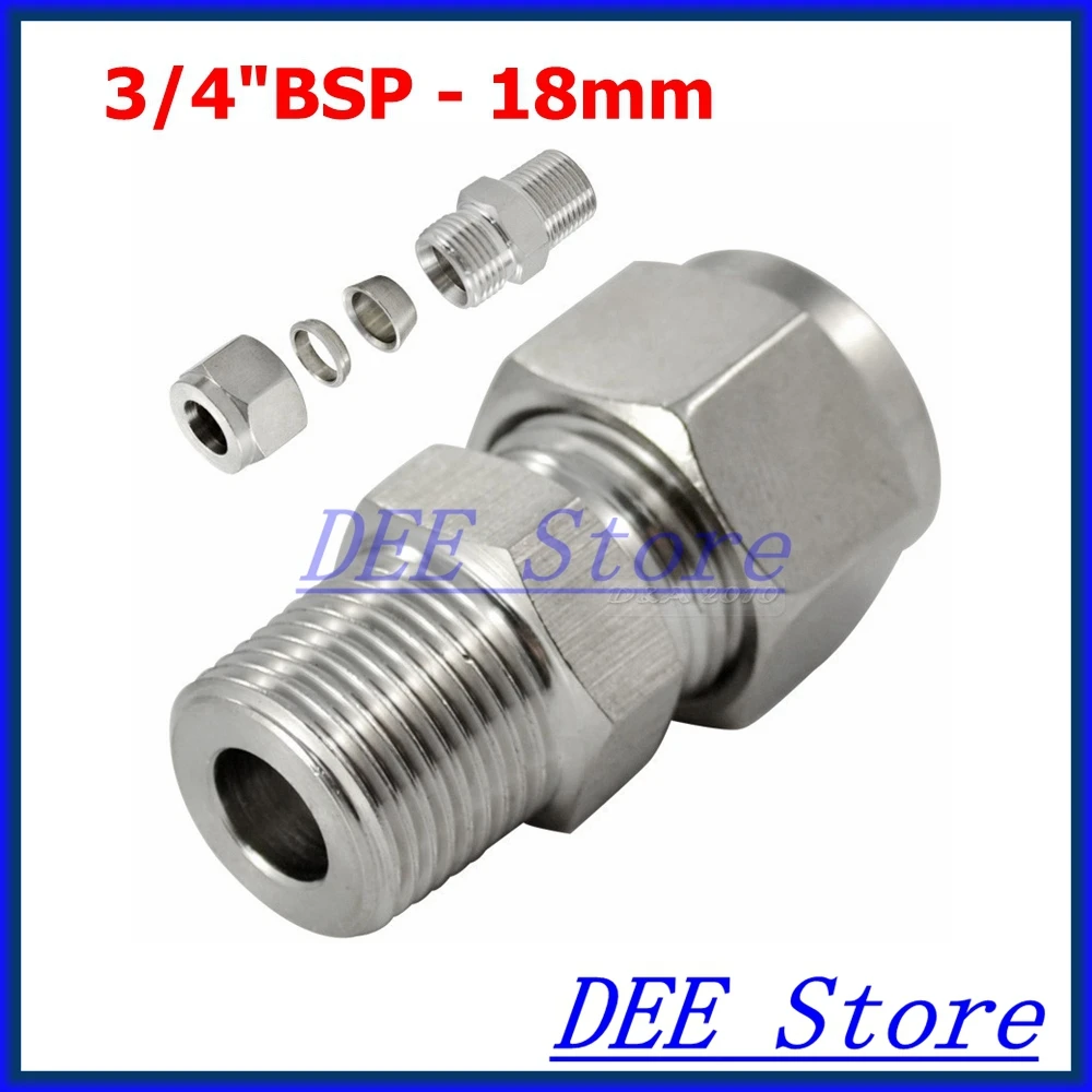 3/4"BSP x 18mm Double Ferrule Tube Pipe Fittings Threaded Male