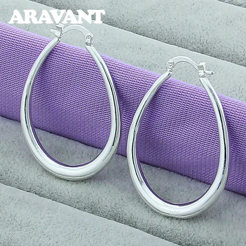 

925 Silver Jewelry Elegant Hoop Earrings For Women Wedding Jewelry