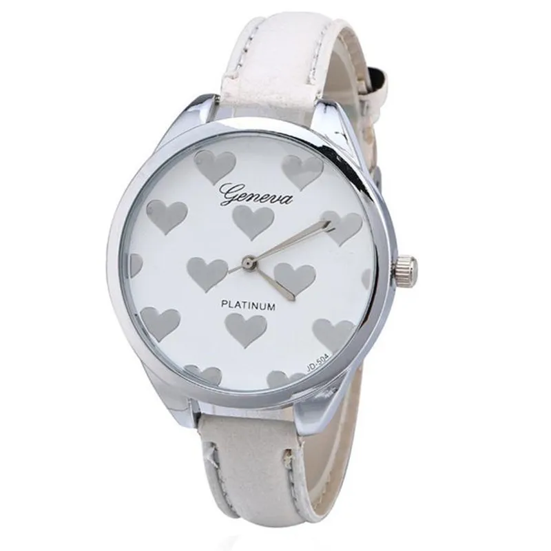 

Fashion Watch Women Elegant Clock High Quality PU Leather Band Heart-shaped Alloy Dial Black Quartz Wrist Watch