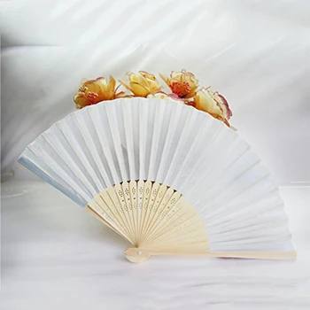 

65pcs Elegant White Folding Silk Hand Fan with Organza Gift bag Wedding Gift & Party Favors(white)