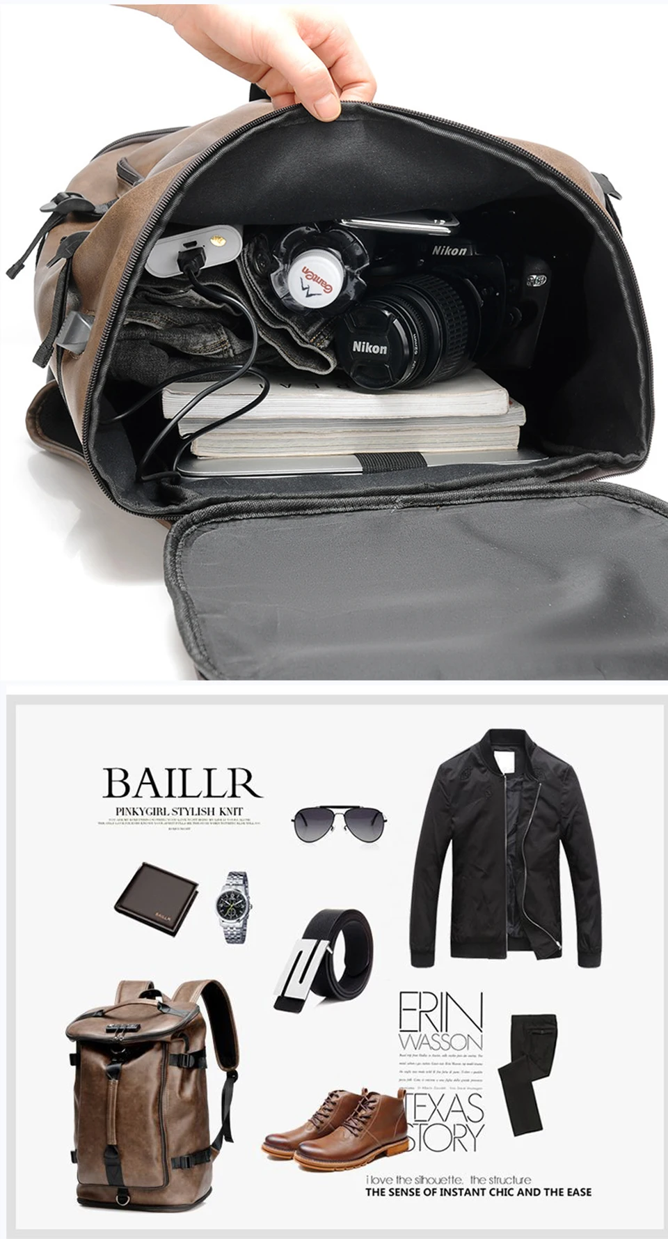 Fashion Backpacks Anti Theft Backpack PU Leather Laptop 17 Inch 15.6 Back Packs Casual Men Women Bags USB Charging Style Bagpack (11)