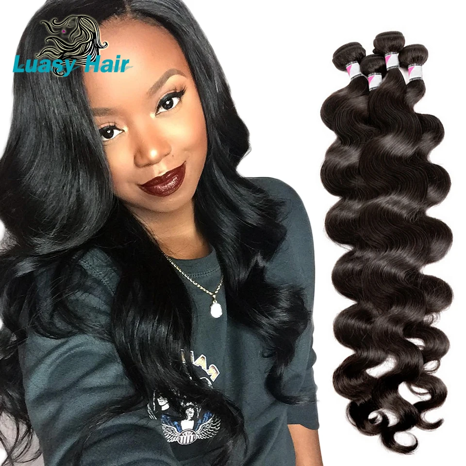 

Body Wave Human Brazilian Hair Weave Bundles 30 32 34 36 38 Inch 40 Inch Bundles Long Virgin Remy Hair Weaving 1/3/4PCS Luasy
