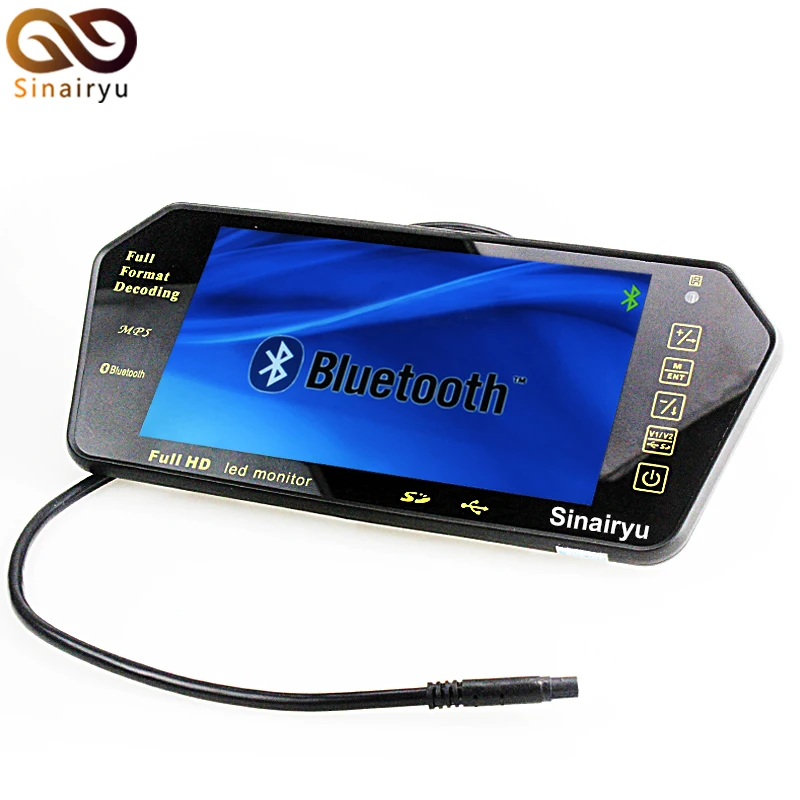 

HD 7" TFT LCD Car Rear View Mirror Parking Monitor SD USB With Bluetooth Hands-Free Kit MP4 MP5 FM Transmitter Speaker Kit