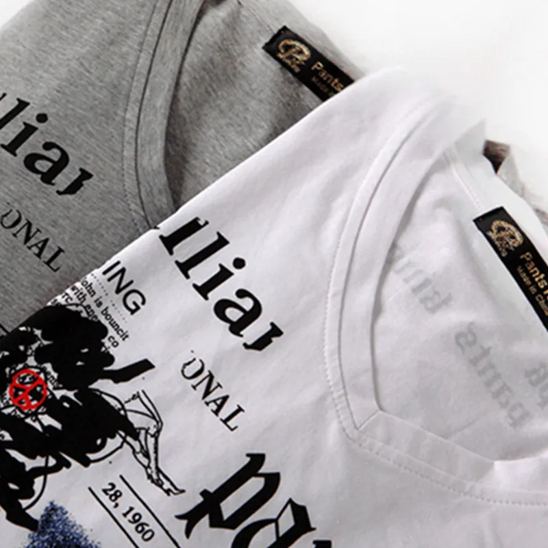 Goedkoop 2019 t shirts Korte Mouwen slim fit 100% katoen V hals t shirt voor mannen gratis verzending 2 kleuren 9 size