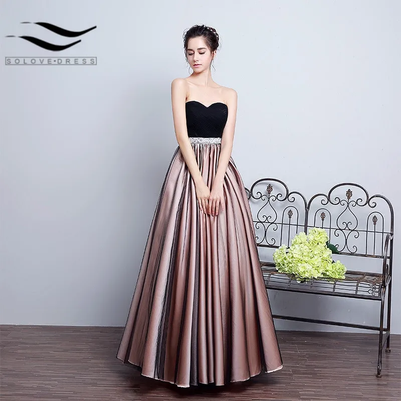 

Real Show Sexy New Style A-line Lace Up back black and blue long Evening dresses Formal prom dress