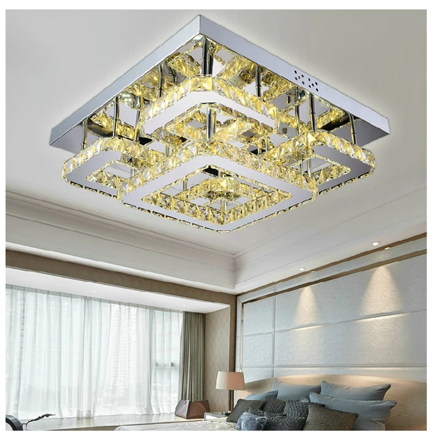 Modern Led Remote Control Rectangular Crystal Ceiling Lights Fixture Modern Led Remote Control Rectangular Crystal Ceiling Lights Fixture For Bedroom Wireless Kitchen Plafond