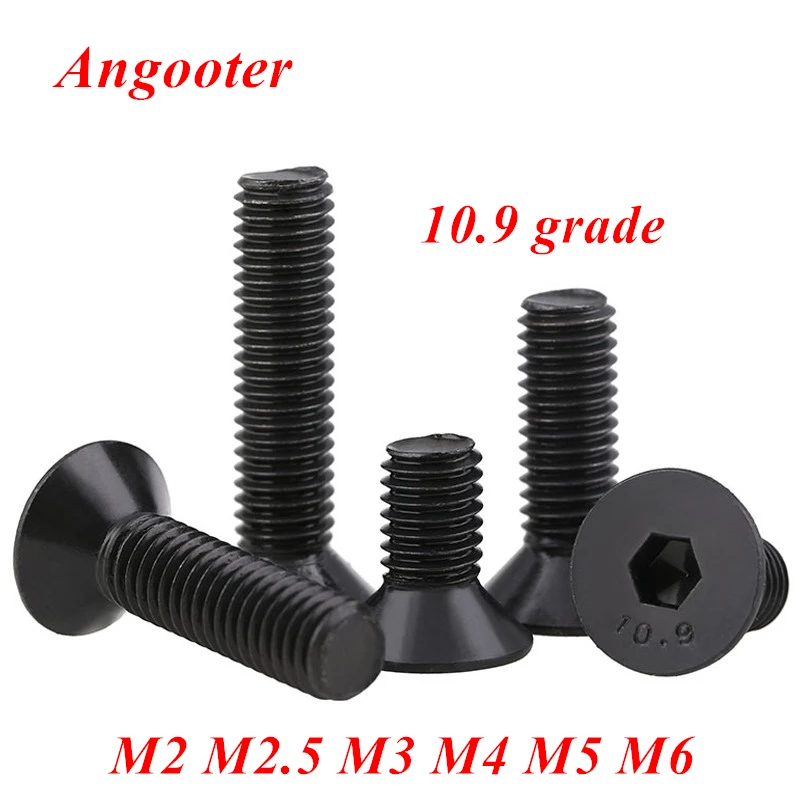 DIN7991 черный плоский шестигранный винт 10 9 класса стали M2 M2.5 M3 M4 M5 M6 Шестигранная