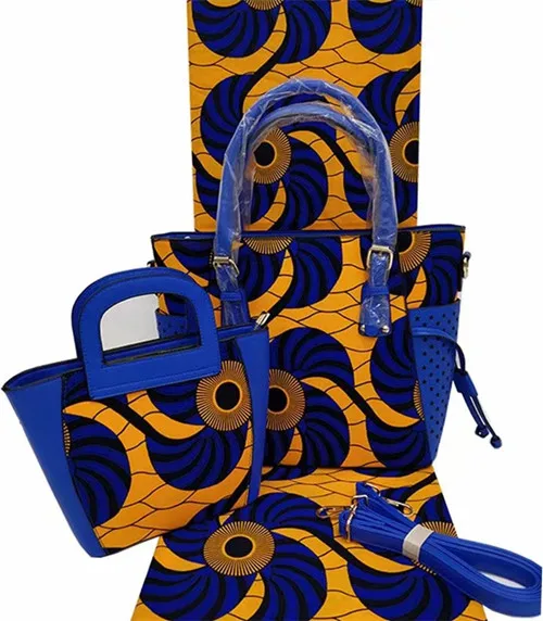

Popular 100% cotton african fabric tissus wax with 2pcs women handbag for party african wax prints fabric ankara fabric TN-A5