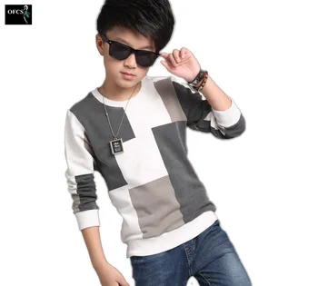 

Retail New Fashion Children's Clothes,Boy Spring Check Long-Sleeved Grid Jacket T-shirt Kids Knitting Squares Cuhk Children 5-17