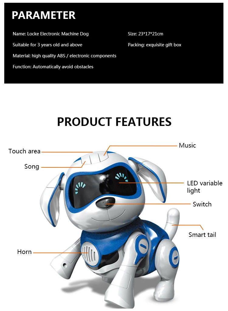 Brinquedo de Indução Controle Inteligente Robô Eletrônico Animal Estimação Programa Interativo Dança Caminhada Brinquedo Robótico Gesto Seguinte Cão Mod. 109967 18 Cheap Animais eletrônicos