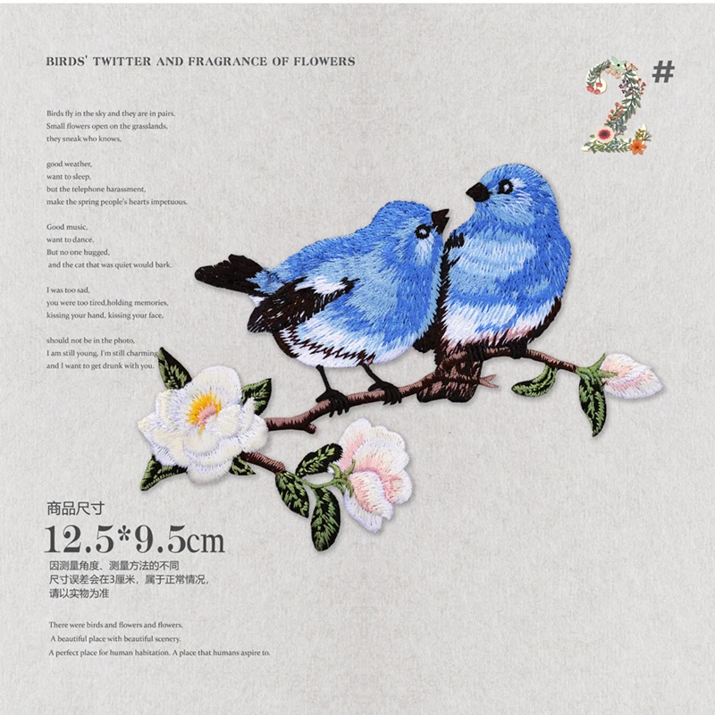 1pc Cute Bird Patches For Clothing Embroidery Iron On Applique For