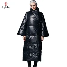 Роскошный модный высококачественный Женский зимний длинный пуховик, женский теплый ультра утиный пуховик, черный PQ133