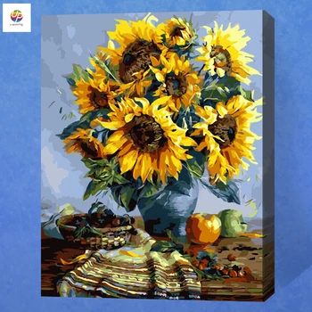 

Sunflower Vase Frameless Digital Painting By Numbers Acrylic Paint Abstract Modern Wall Art Canvas Painting For Home Deco Deal