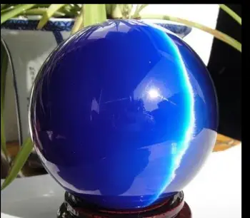 

SCY 6680119+++80MM+ Stand Asian Quartz Blue Cat Eye Crystal Ball Healing Sphere