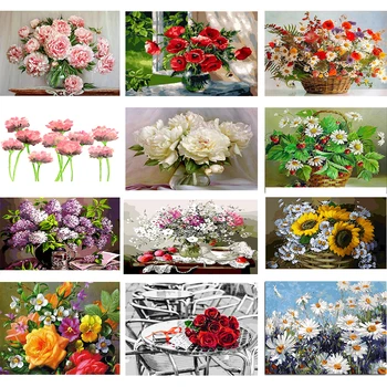 

Diamond Painting Full Square Drill Rose Flowers Daimond Painting Rhinestone Embroidery Cross Stitch Crystal Mosaic LE00218