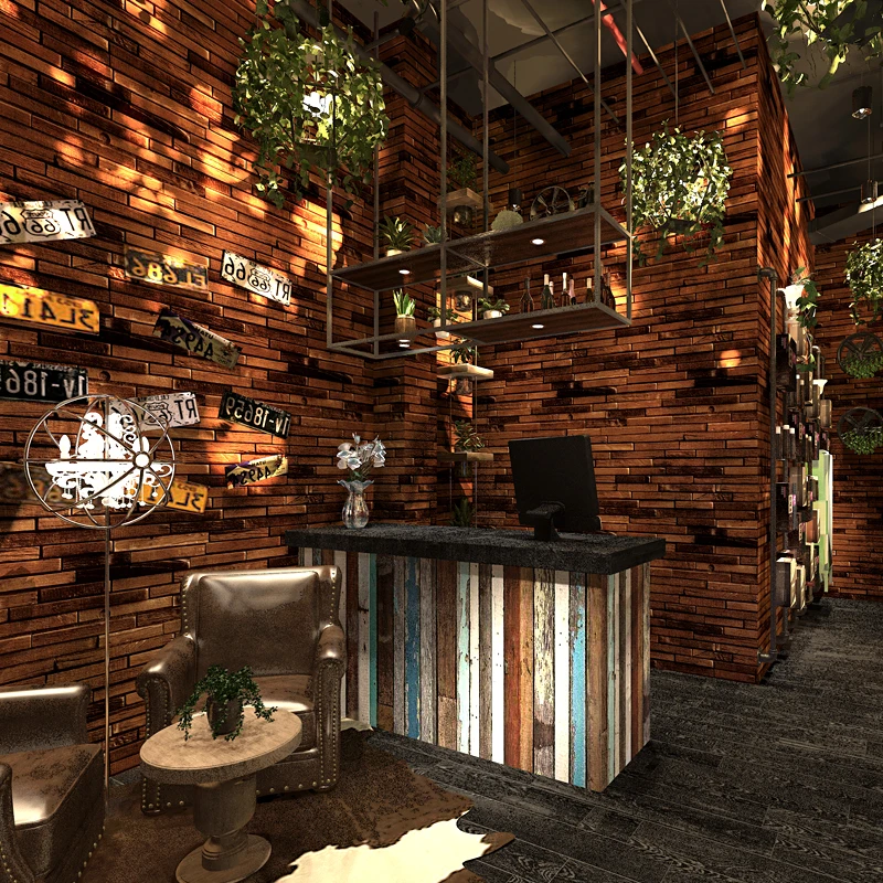 Papel Parede Vintage Brick Wallpaper 3d Home Decor Retro Brown Red