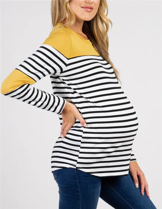 Новая женская одежда для беременных, топы для кормящих, футболки, топы для грудного вскармливания, комбинированные топы в полоску для беременных