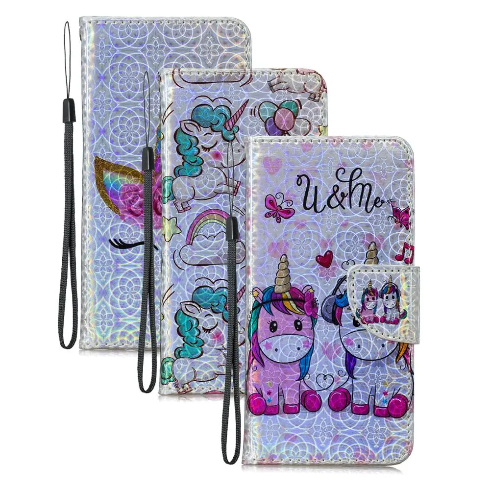 

For Samsung Galaxy J6 2018 Case Laser PU Leather Wallet Coque Kickstand Flip Cover for Samsung Galaxy J6 Plus 2018 Phone Cases