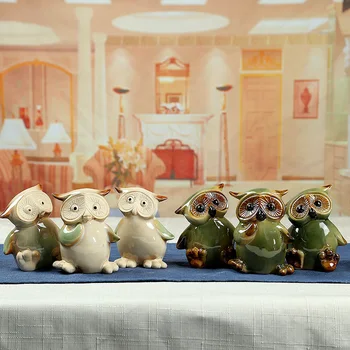 

3pcs/set Lovely Owl Babies Home Room Ornaments Ceramic Animal Crafts Decoration Gift