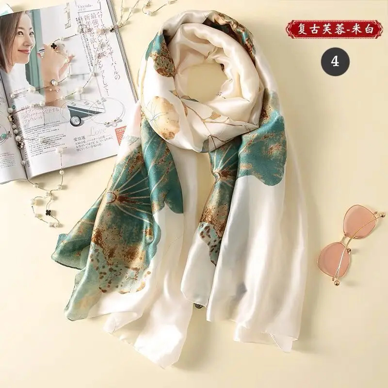 

luxury brand summer women scarf Leopard Print quality soft silk scarves female shawls Foulard Beach cover-ups wraps silk bandana