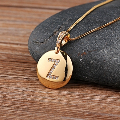Quality Women Girls Initial Letter Necklace Gold 26 Letters Charm Necklaces Pendants Copper CZ Jewelry Personal Necklace