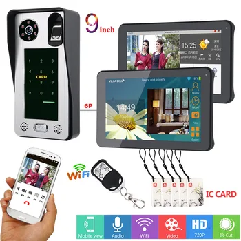 

Yobang Security APP Control 9 Inch Monitor Wifi Wireless Video Door Phone Doorbell Intercom Fingerprint Password IC Card Camera
