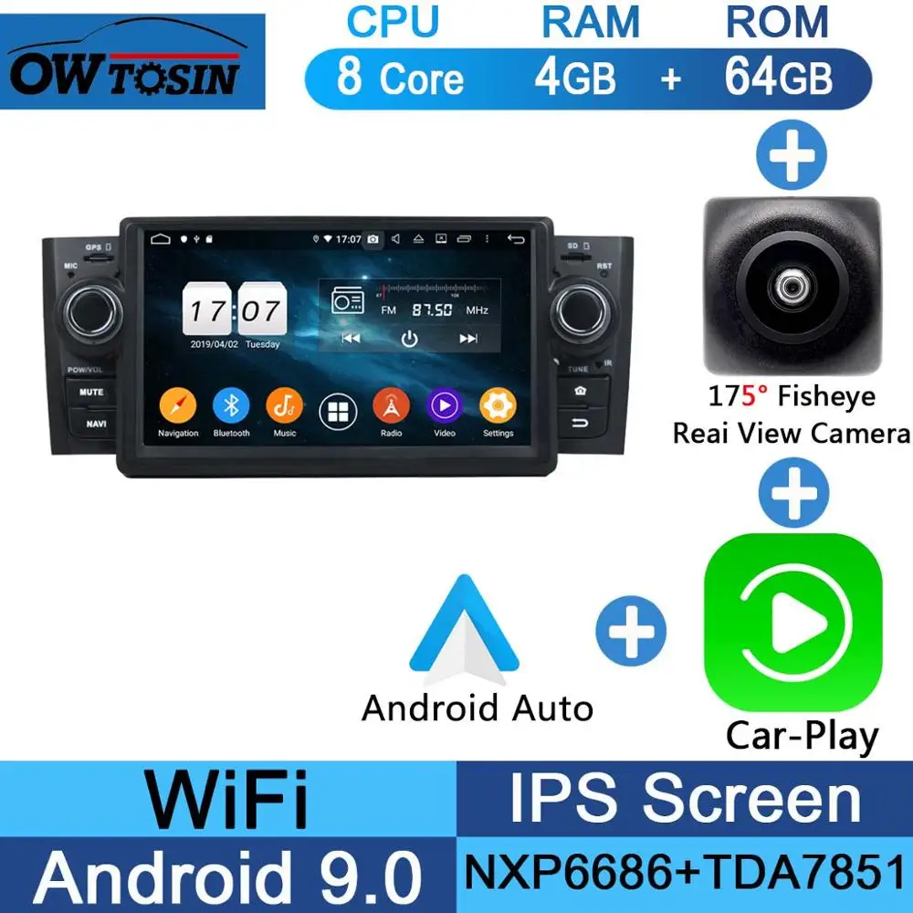 " ips 8 Core 4G Оперативная память+ 64G Встроенная память Android 9,0 автомобиль dvd-радио GPS для Fiat Linea 2007 2008 2009 2000 2010 2011 2012 2013 DSP CarPlay - Цвет: Fisheye Carplay n A