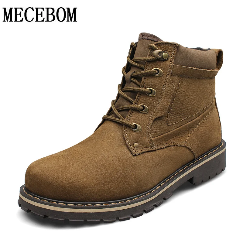 

Men's winter boot big size 37-50 genuine leather shoes luxury warm plush ankle boots quality men casual shoes 99188M