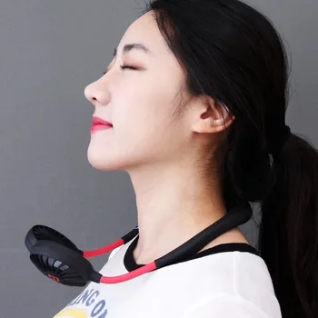 

1200mAh Mini Portable USB Fan Rechargeable Neckband Lazy Fan Neck Hanging Style Dual Cooling Fan Inteligent Gadget