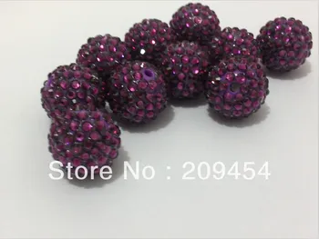 

20mm 100pcs/lot Deep Purple(22#) Color Resin Rhinestone Ball Beads,Chunky Beads For Kids Jewelry Making