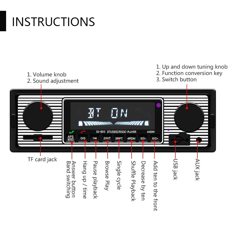 Podofo 12 в автомобильный Радио плеер Bluetooth Стерео FM MP3 USB SD AUX аудио Автоэлектроника Авторадио 1 DIN oto teypleri радио