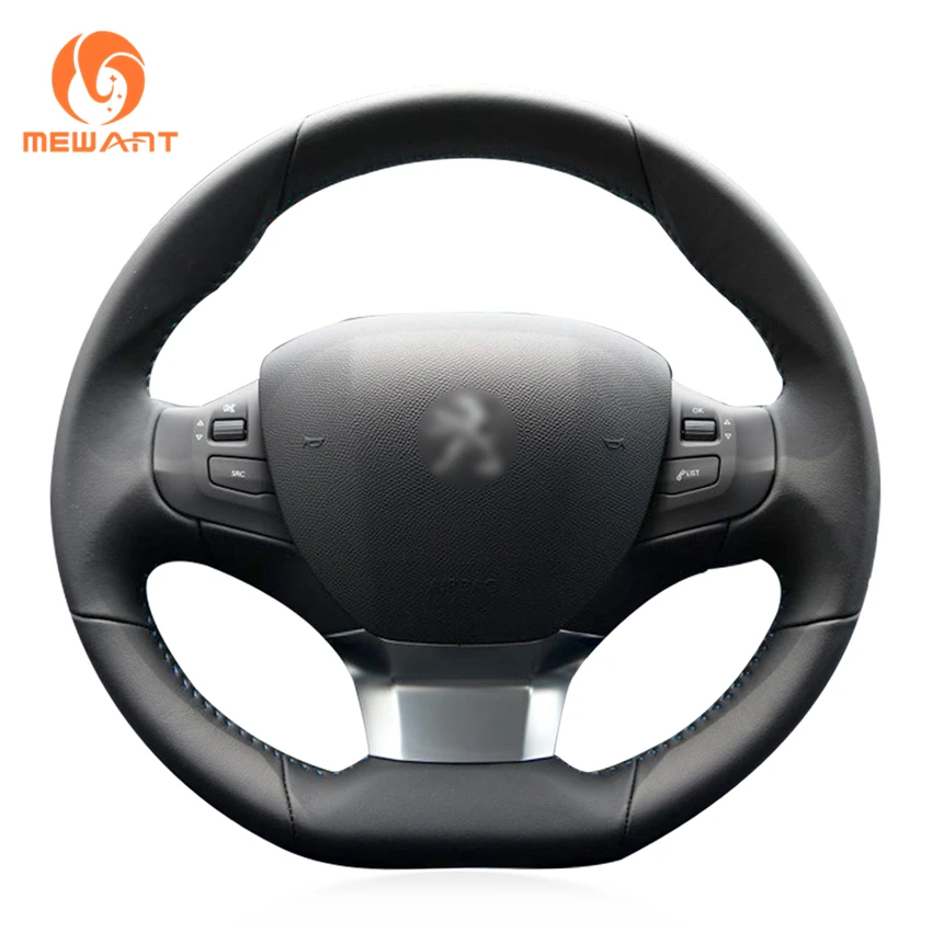 MEWANTBlackArtificialLeatherCarSteeringWheelCoverforPeugeot