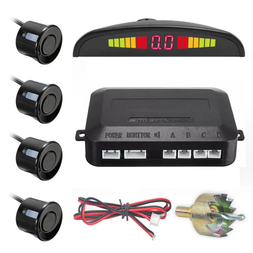 One Set Led Parking Sensor Auto Car Detector Parktronic Display Reverse Backup Radar Monitor System with 4 Sensors