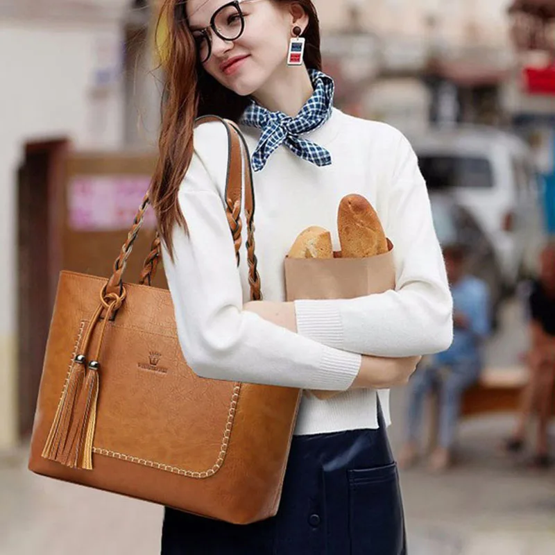 Kopen Luxe Handtassen Vrouwen Tassen Designer Laptop Handtas Kwastje Gevlochten Grote Capaciteit Handvat Tote Vrouwen Schoudertas