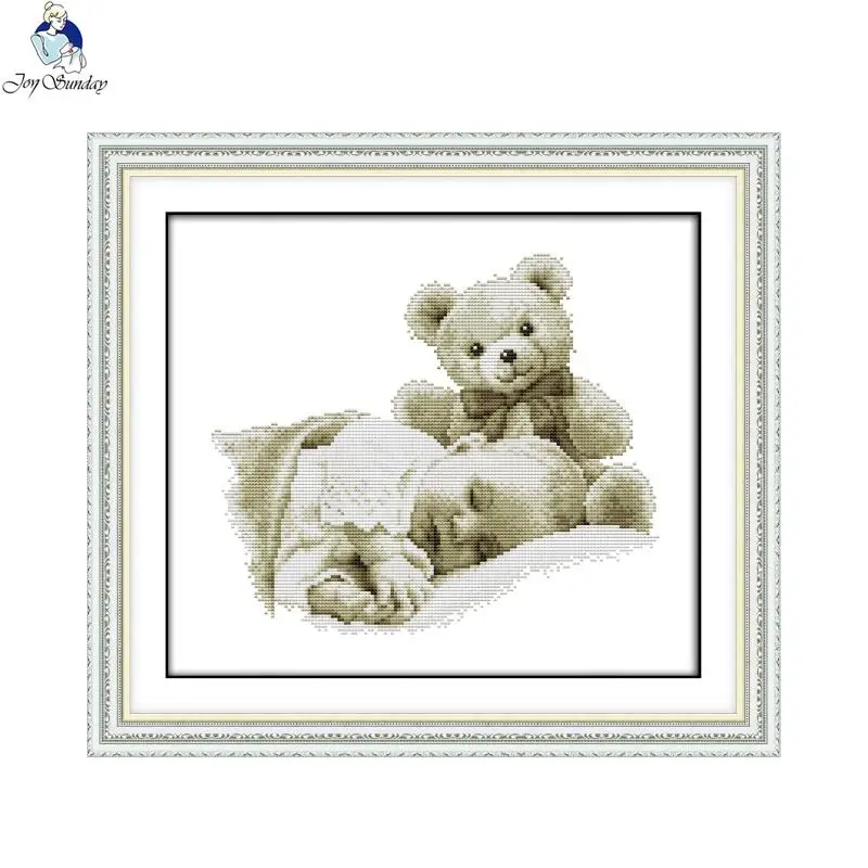 

Joysunday Sleeping boy and doll Cross stitch kits DMC Needlework Embroidery Cross-Stitch set DIY Handwork Fabric 14CT and 11CT
