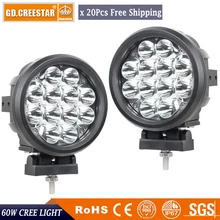 60 W Rodada 6 inch Levou Off Road Luzes de Condução Local de Trabalho Farol 4×4 caminhão + Proteja capa para SUV ATV Truck Car 12 V 24 V Levou lâmpada