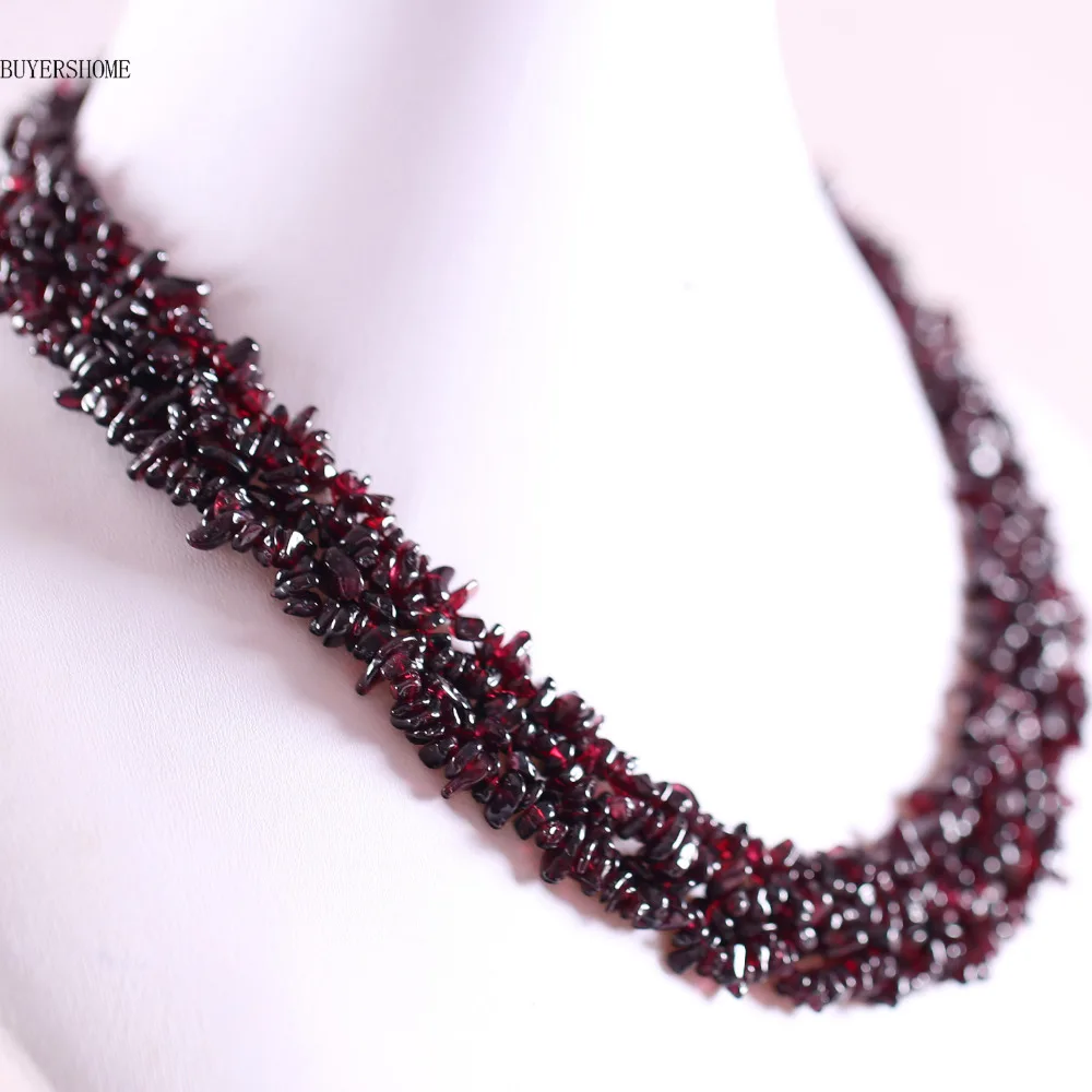 Günstige Kostenloser Versand Schmuck 4X8MM Natürliche Rote Granat Chip Beads Nylon Linie Weave Halskette 18 \