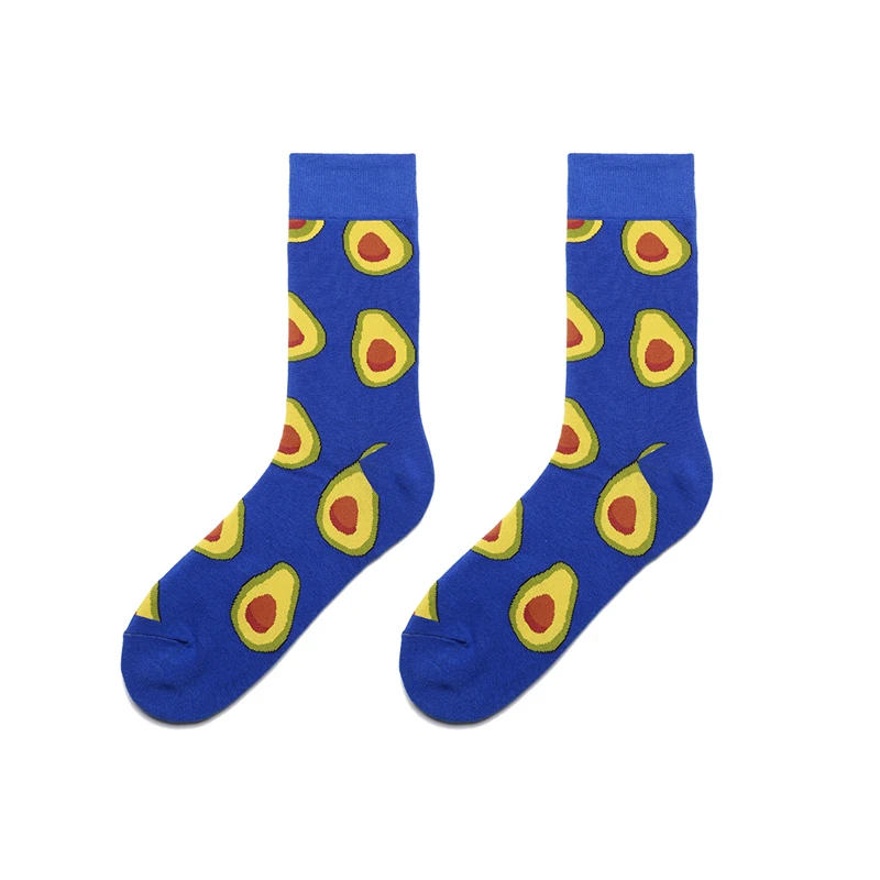PEONFLY смешные носки Харадзюку еда Гамбург пицца авокадо милые короткие носки мужские Divertidos молоко креативный Sokken Calcetines Hombre - Цвет: blue