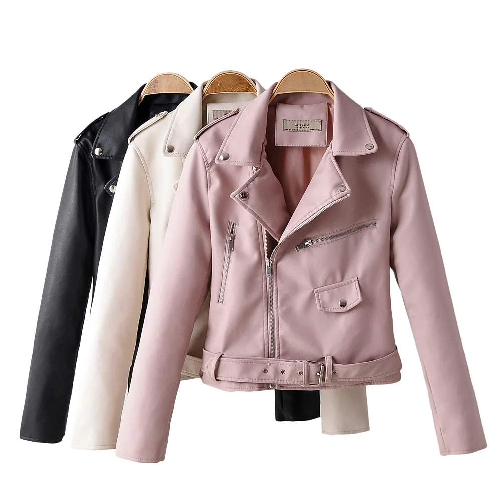 pink leather jacket